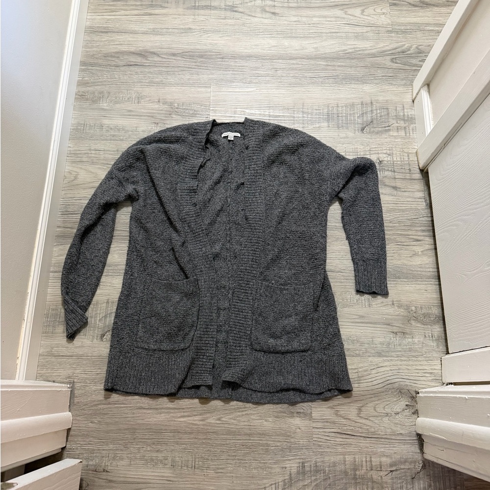 American Eagle Outfitters Charcoal Gray Open-Front Cardigan